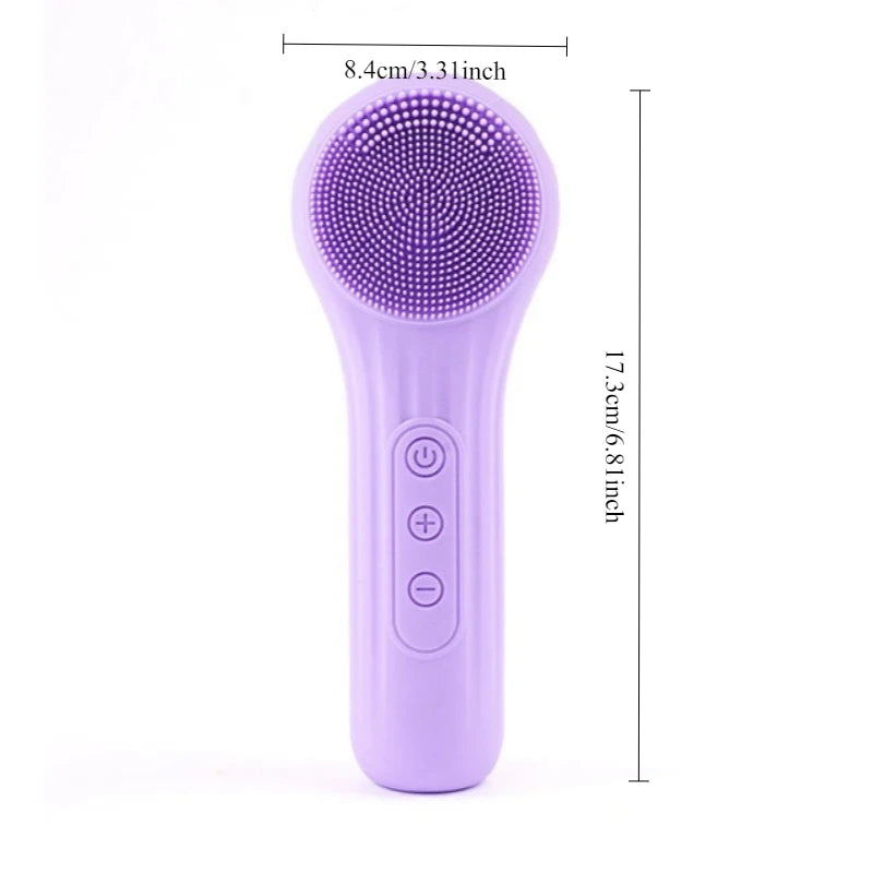 Rechargeable 2-in-1 Silicone Face Scrubber, Electric Facial Cleansing Brush, Facial Cleansing Heating Vibrating Massage Brush